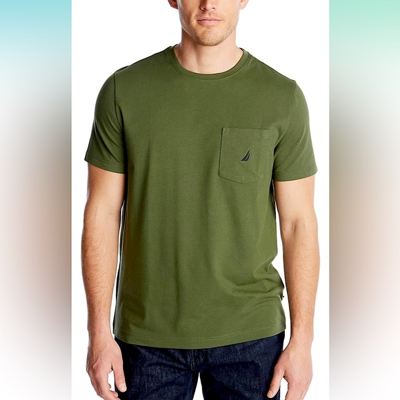 Nautica Men's Solid Crew Neck Short Sleeve Pocket T-Shirt - Picture 2 of 4